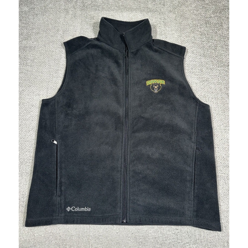 Baylor University Fleece Vest Mens Large Black Columbia Flanker Bears